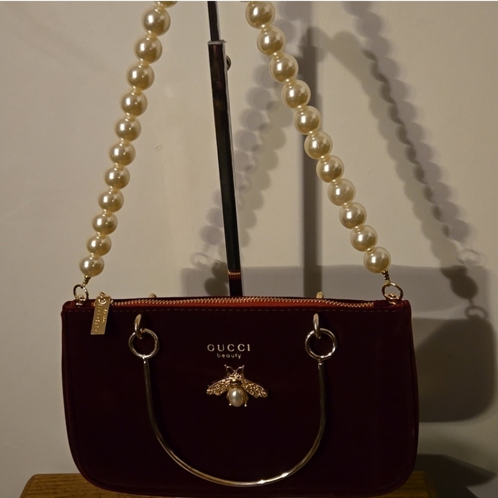 Gucci Red Velvet Two Way Handbag
